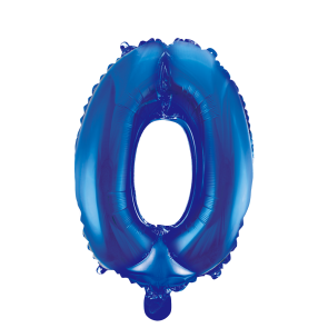 St. Folie ballon nummer 0 Blauw / per 6