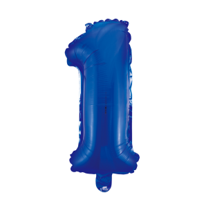 St. Folie ballon nummer 1 Blauw / per 6