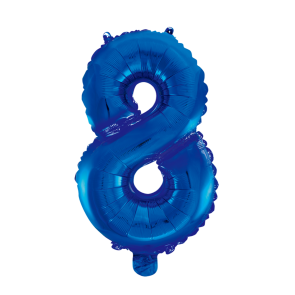 St. Folie ballon nummer 8 Blauw / per 6