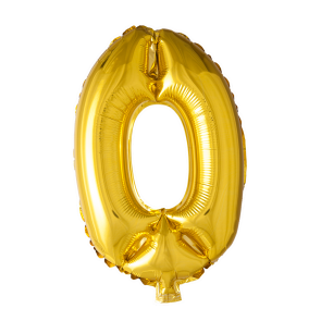 St. Folie ballon nummer '0' goud (41 cm) per 6