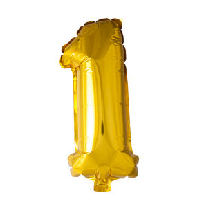 St. Folie ballon nummer '1' goud (41 cm) / per 6