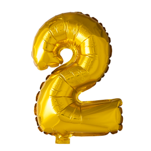 St. Folie ballon nummer '2' goud (41 cm) per 6