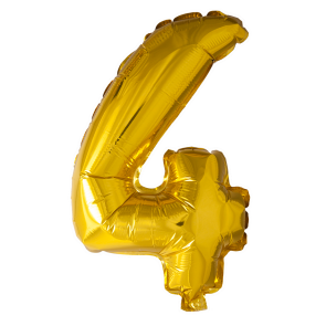St. Folie ballon nummer '4' goud (41 cm) per 6