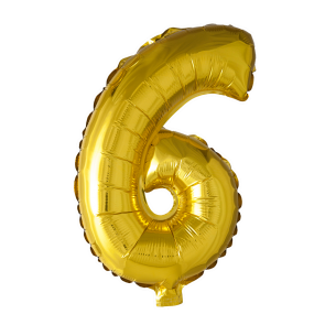 St. Folie ballon nummer '6' goud (41 cm) per 6