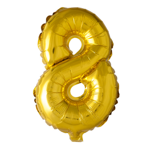 St. Folie ballon nummer '8' goud (41 cm) per 6