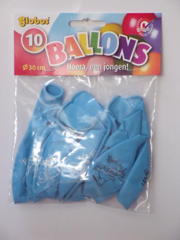 Ballon Hoera een Jongen 10 stuks / per 6