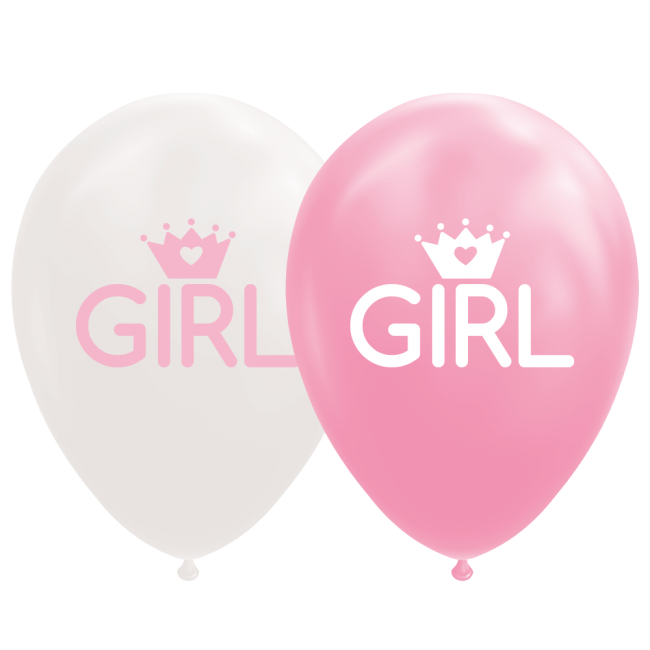 8 Balloons 12" daughter baby pink/white per 6