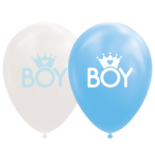 8 Balloons 12" son baby blue/white per 6