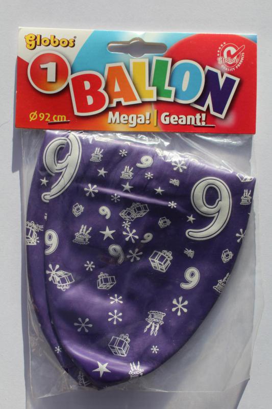 Cijfer 9 Megaballon 92cm lucht zakje a 1 ballon