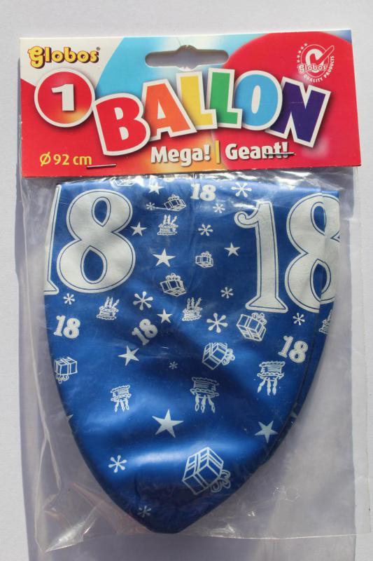 Cijfer 18 Megaballon 92cm lucht zakje a 1 ballon