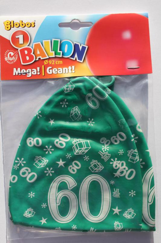 Cijfer 60 Megaballon 92cm lucht zakje a 1 ballon