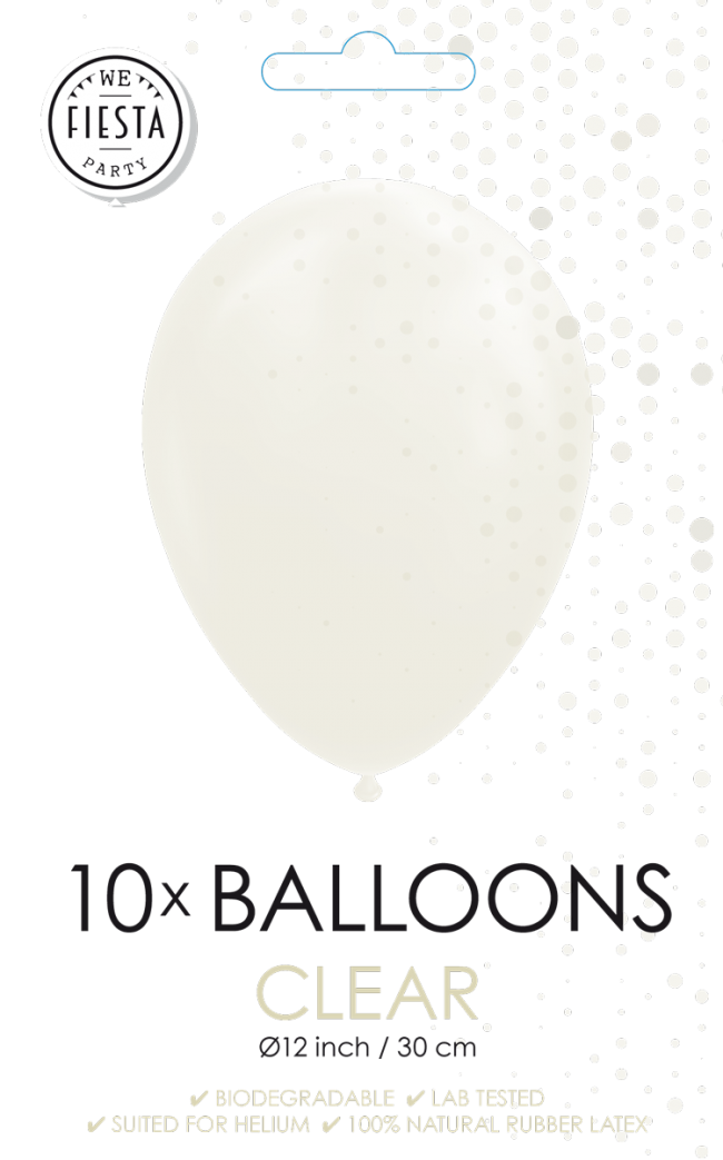 10 Balloons 12" clear white 10 stuks per 6