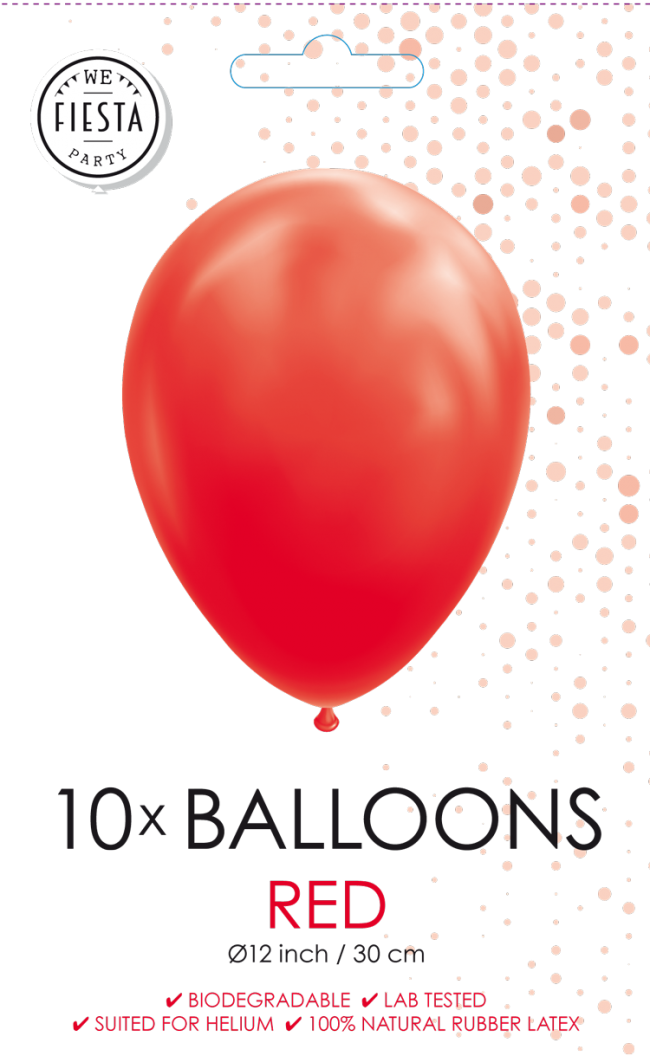 10 Balloons 12" clear red 10 stuks per 6