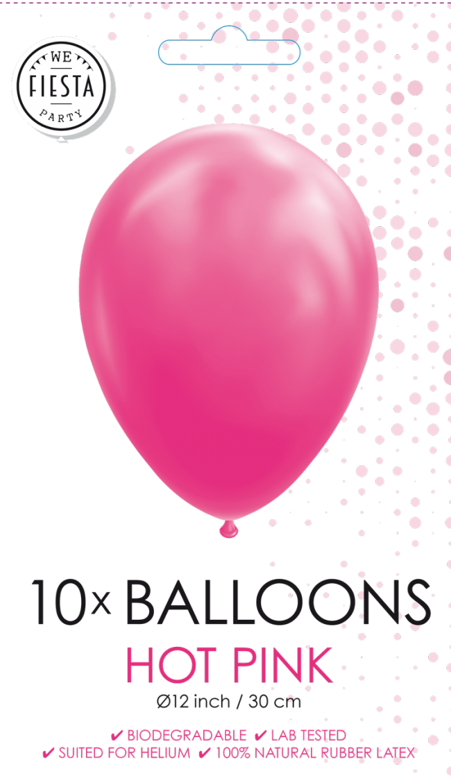 10 Balloons 12" HOT pink 10 stuks per 6