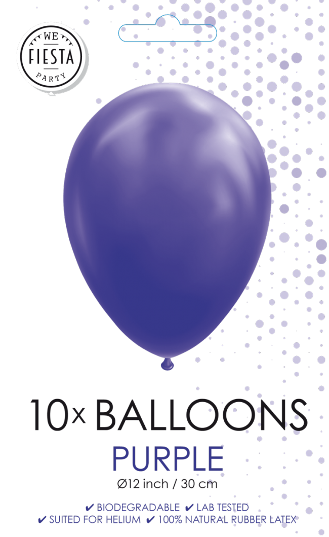 10 Balloons 12" clear purple 10 stuks per 6