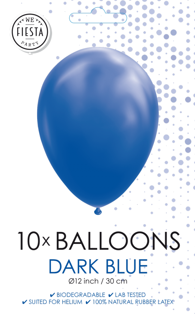 10 Balloons 12" clear dark blue 10 stuks per 6