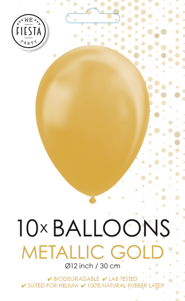 10 Balloons 12" clear metallic gold 10 stuks per 6
