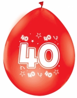 40 Jaar Ballonnen Robijn Rood - 8 stuks / per 6