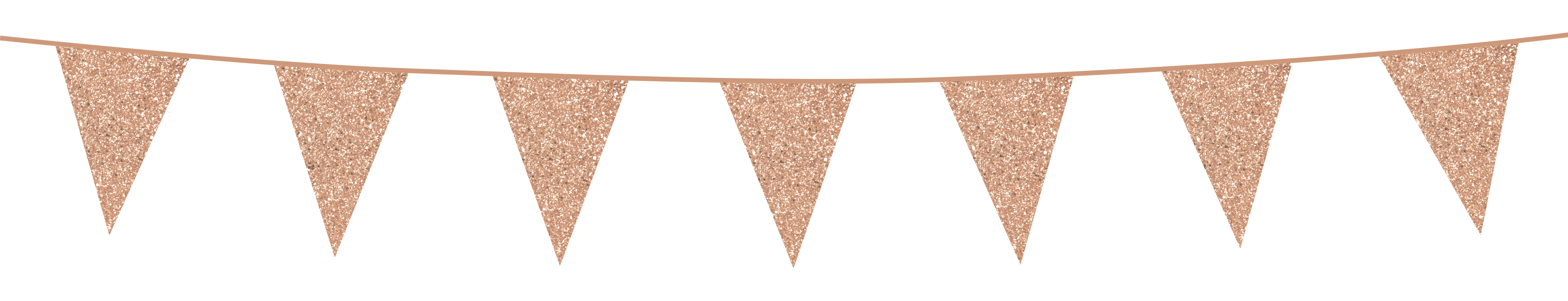 Bunting Glitter 6m. Rose Gold - size flags 20x30cm per 6