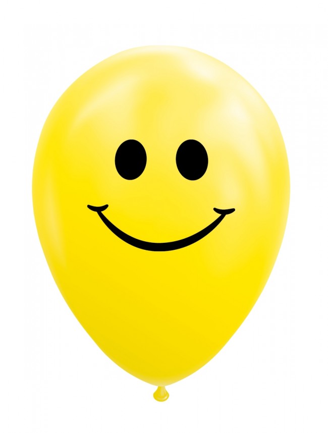 8 Balloons 12" 'smile' yellow per 6