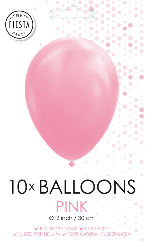 10 Balloons 12" pink 10 stuks per 6