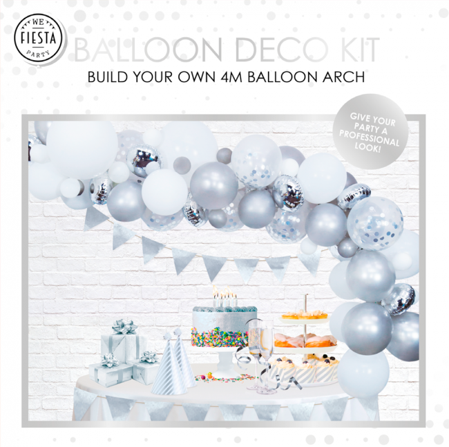 Balloon deco kit - silver contains 71 parts per 1