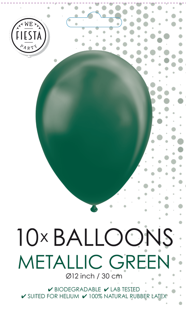10 Balloons 12 metallic  green per 6