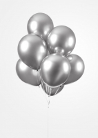 10 Chrome / Mirror balloons, 12'' Silver per 6