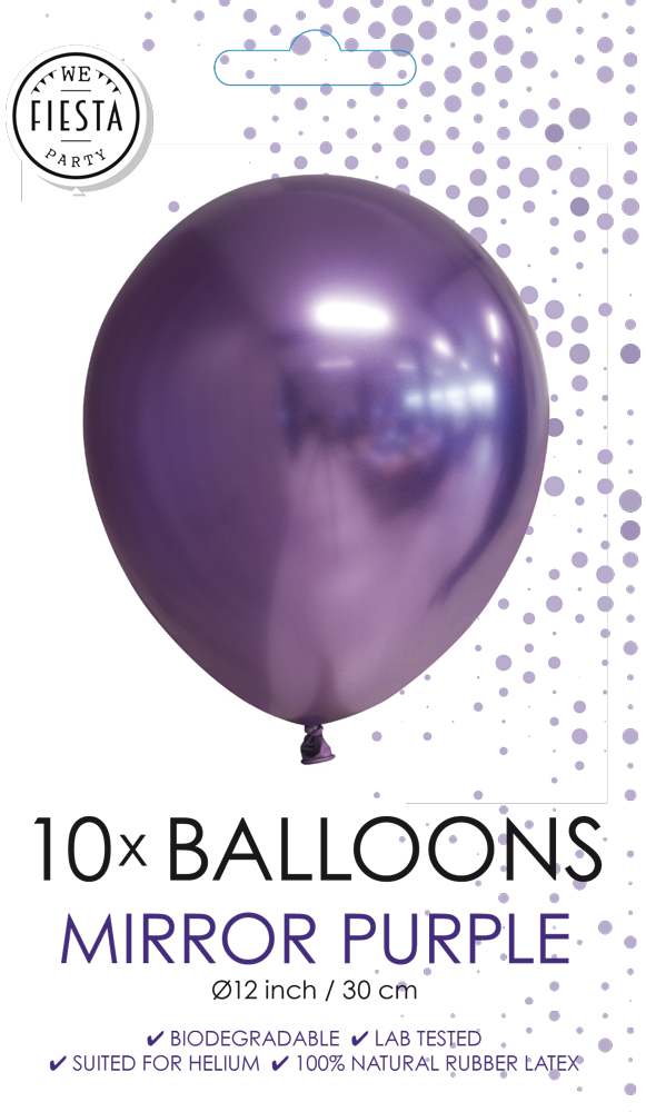 10 Chrome / Mirror balloons, 12'' purple per 6