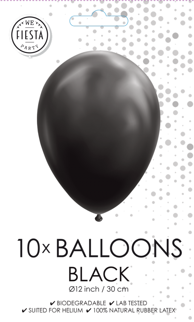 10 Balloons 12" clear black 10 stuks per 6