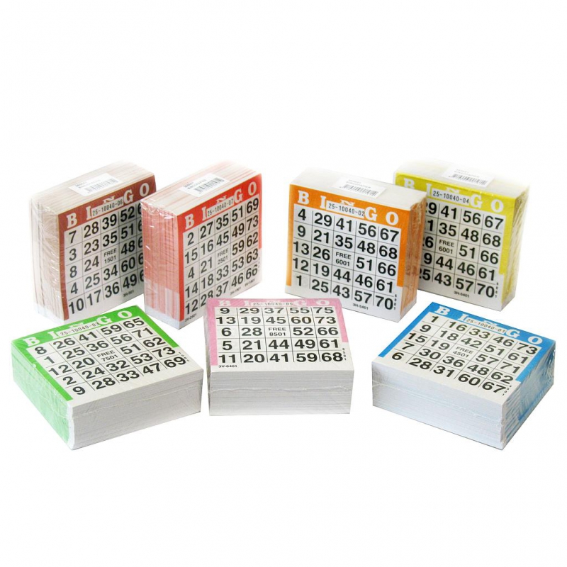 Bingo kaarten papier,a 500 vel per blok kleur assorti 6 stuks per 1