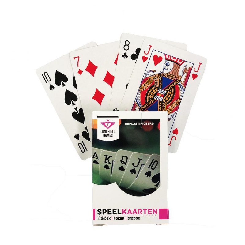 Speelkaarten, geplastificeerd, 4 index  set van 10 stuks