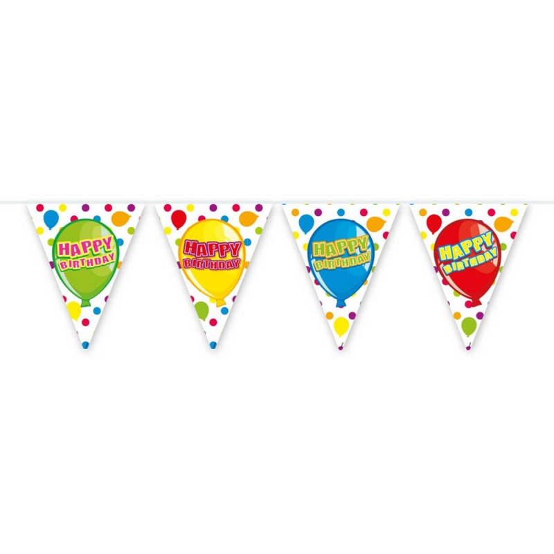 Vlaggenlijn Happy Birthday Ballon per 6