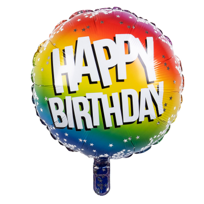 St. Folieballon 'Happy Birthday' dubbelzijdig (45 cm) per 6