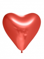 6 Heartshape Chrome / Mirror balloons, 12'' - red per 6