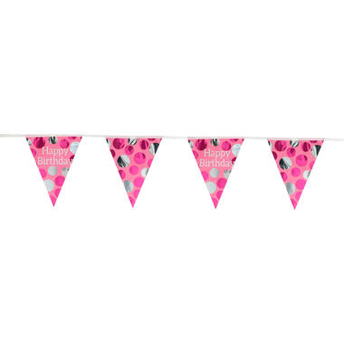 Vlaggenlijn Glossy Pink 'Happy Birthday'  per 6