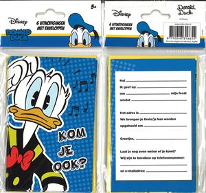 Uitnodigingskaartjes Donald Duck per 6