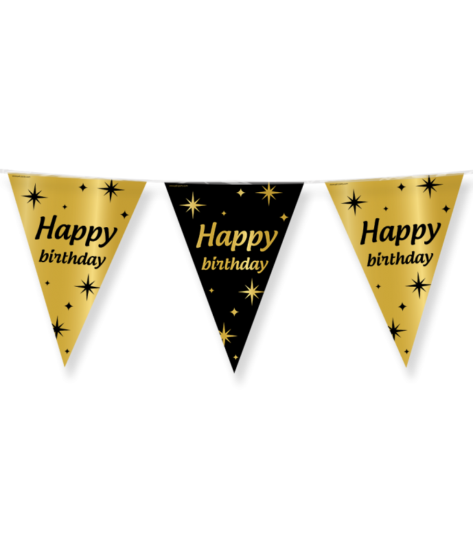 Classy Party flags foil - Happy Birthday  Dubbelzijdig  10M per 6