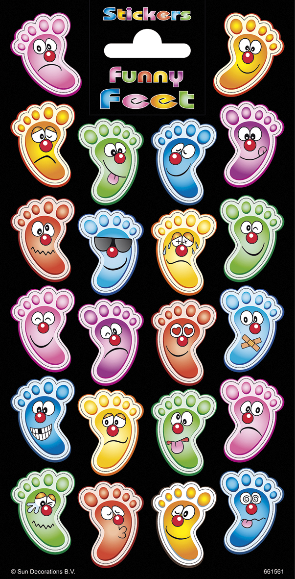 Funny feet stickers per 10 vel