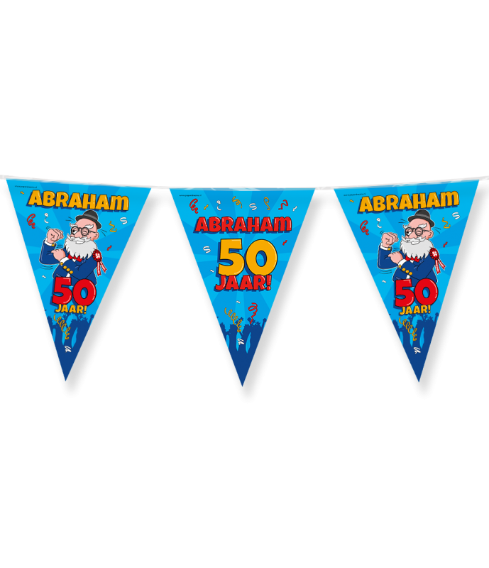 Partyvlaggenlijn Abraham Cartoon 10 meter per 6