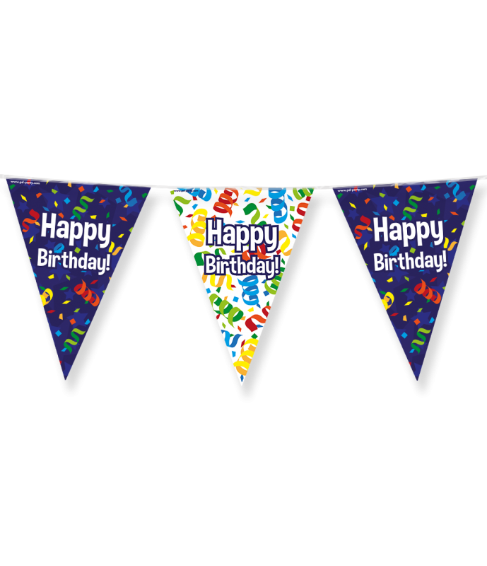 Partyvlaggenlijn happy birthday 10 meter per 6