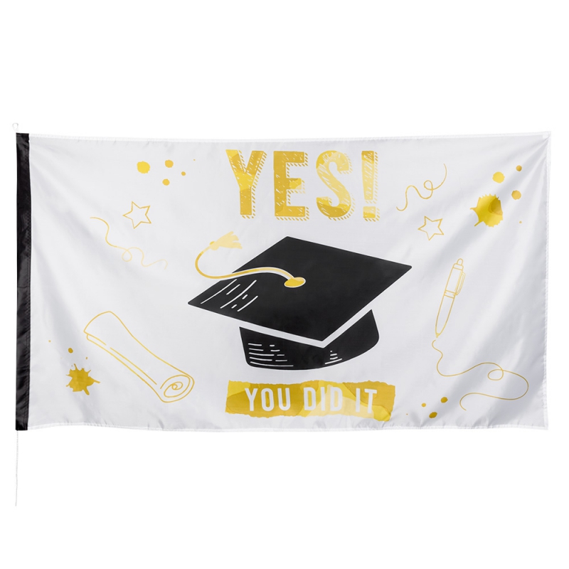Polyester vlag 'YES! YOU DID IT' wit (90 x 150 cm)  per 6