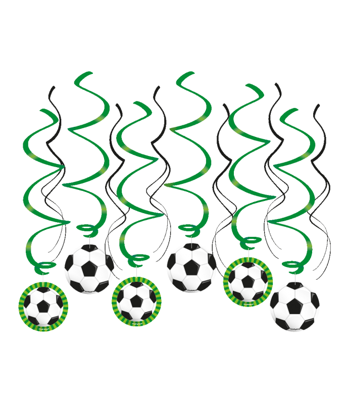 Voetbal swirl decorations per 6
