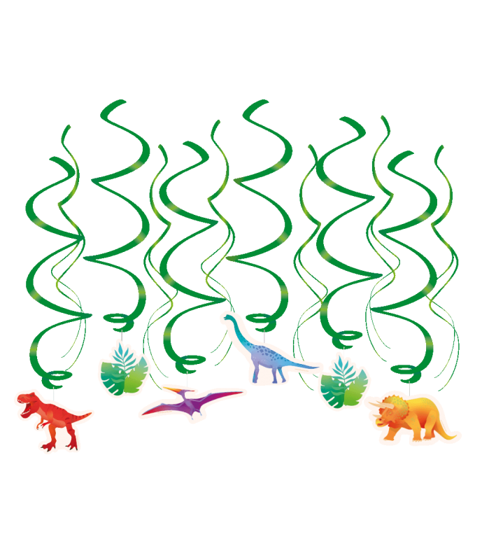 Dino swirl decorations per 6