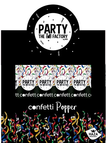 Party Poppers met Multi kleuren display 20cm 24 stuks  per 1